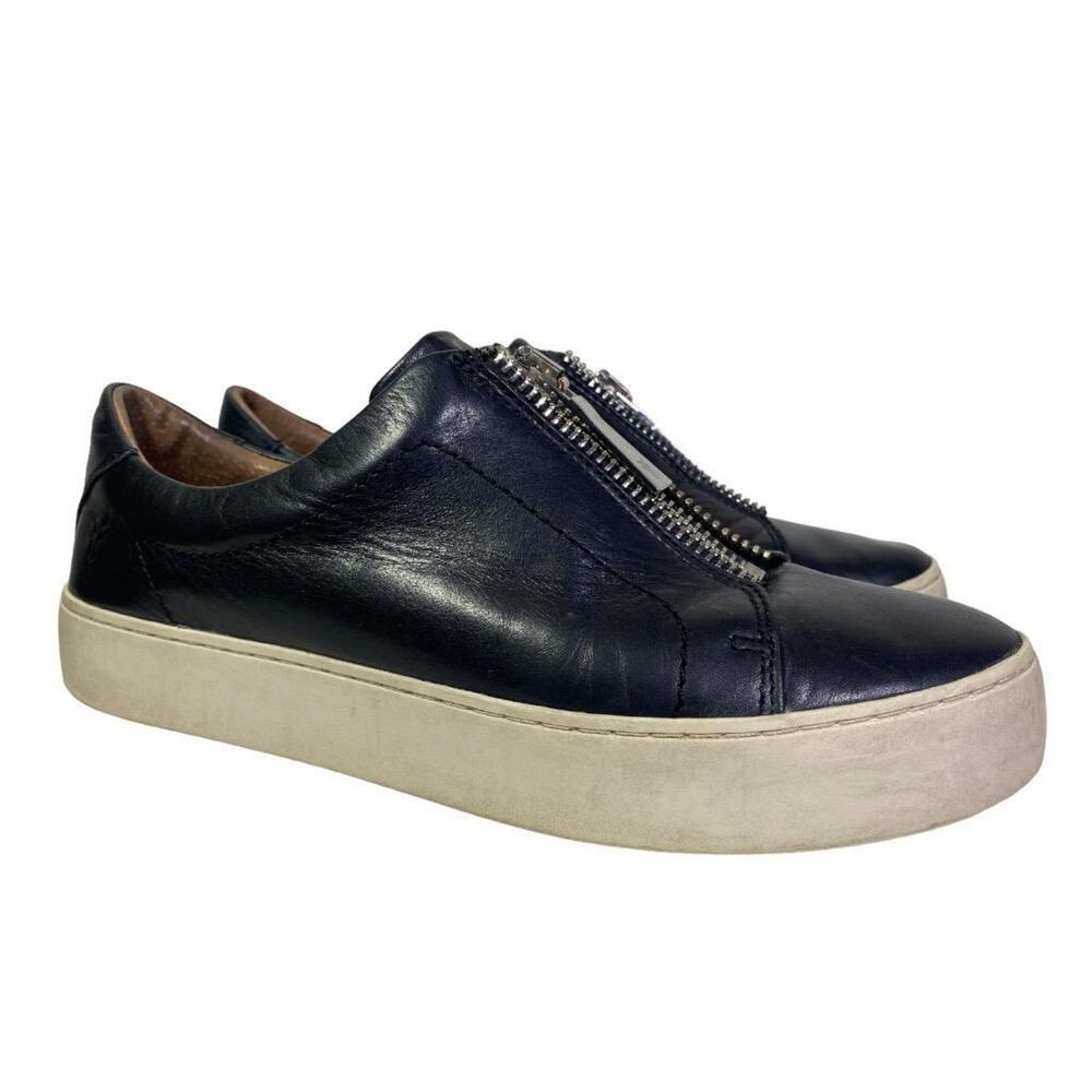 Frye Black Leather Slip-On Sneakers